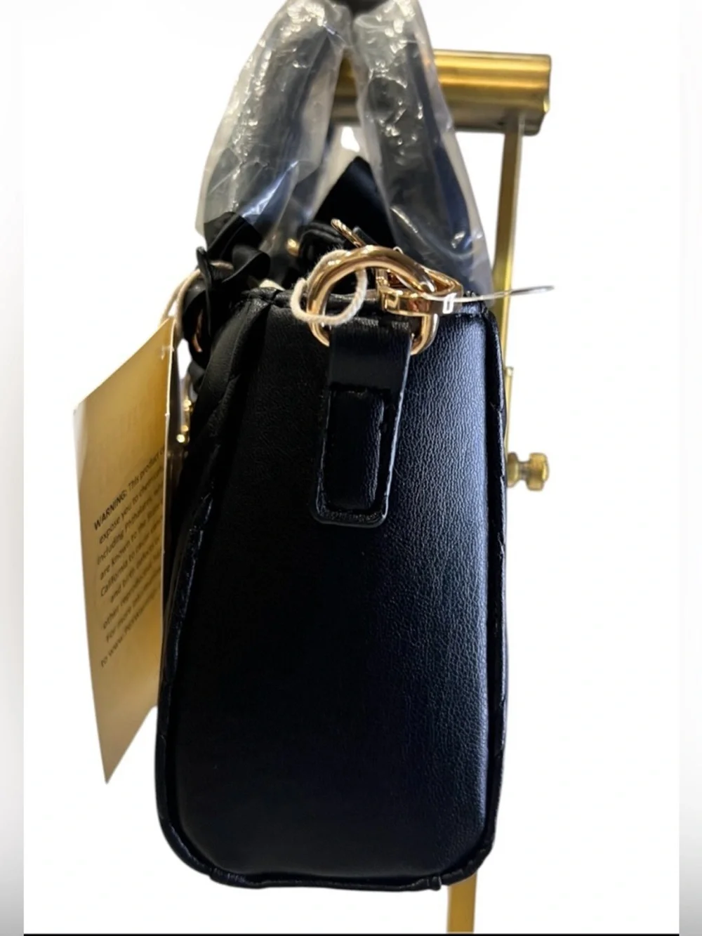 Valentino Orlandi Quilted Vegan Leather Satchel with Black w/Gold Hardware NWT - Picture 2 of 5